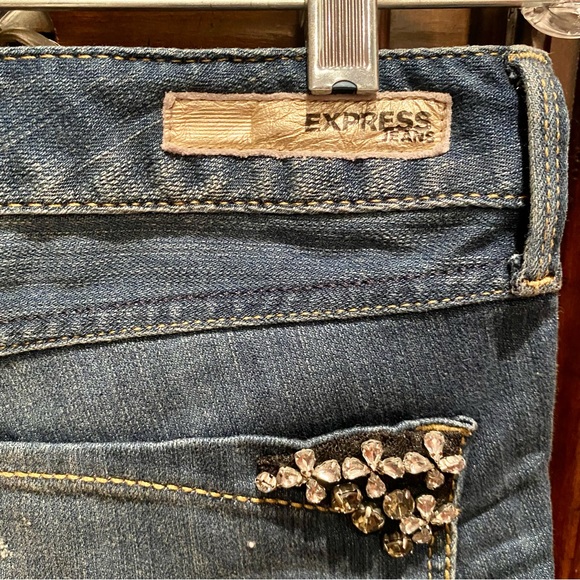 Express Embellished Zelda Low Rise Ultra Skinny Jeans | 4 - Picture 7 of 12